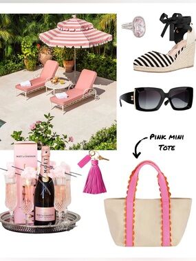 Pink & Orange Trim Mini Tote Bag by Shiraleah